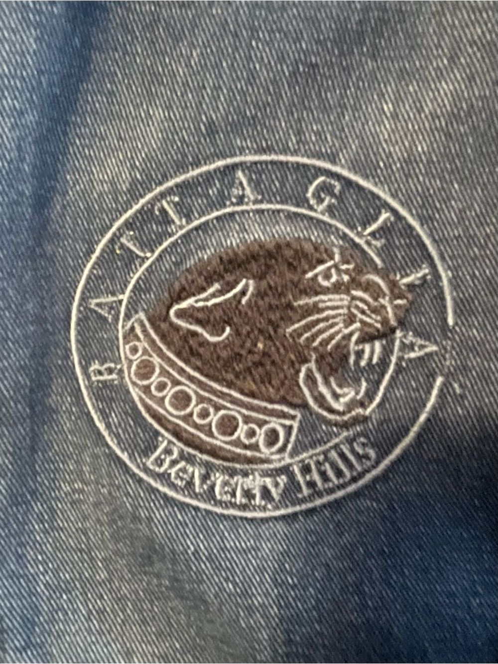 Sara Battaglia Blue Jeans with Embroidered Panther Logo